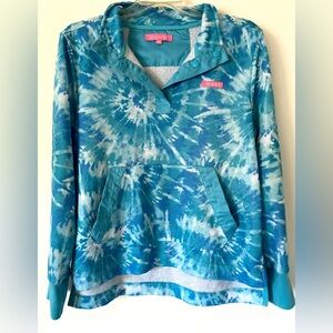 Simply Southern Pullover Sweatshirt in Teal/Blue/White Tie-Dye M